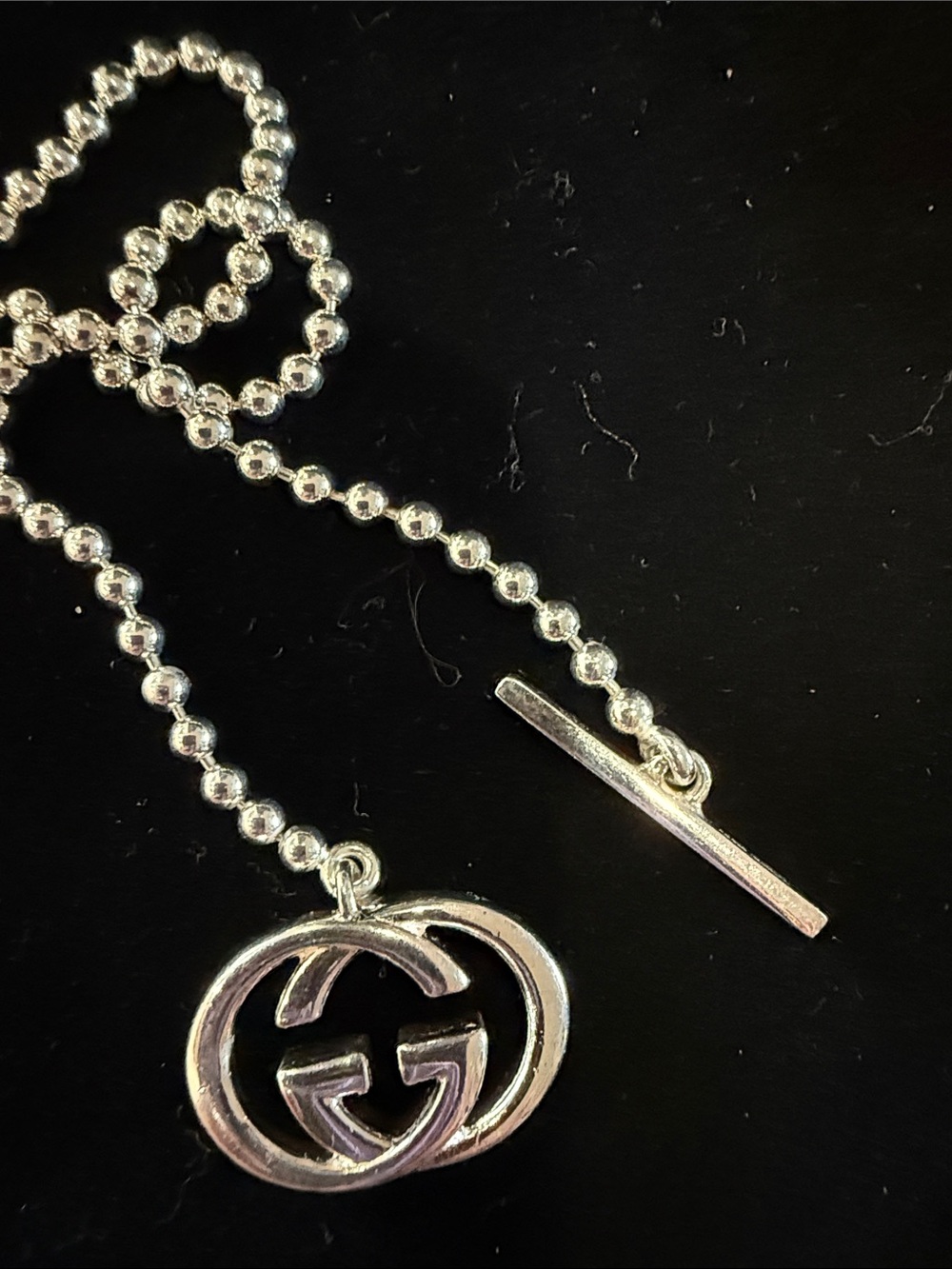 Gucci Silver Double G Toggle Necklace - Polished Silver - Picture 2 of 4